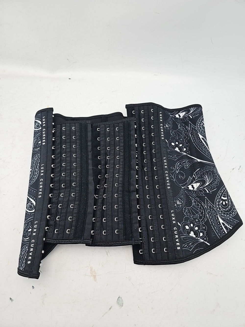 Luxx Curves Black Paisley Hook-and-Eye Waist Trainer